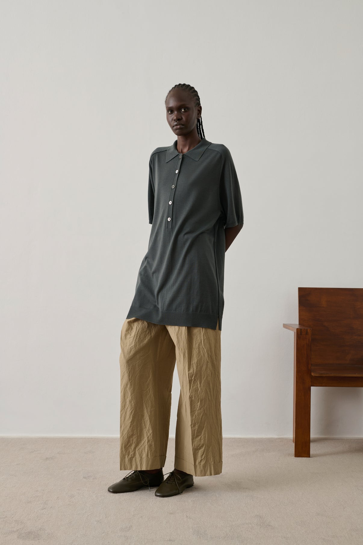 Robe Hilda - Gris/Bleu - Laine mérinos - Femme vue 4