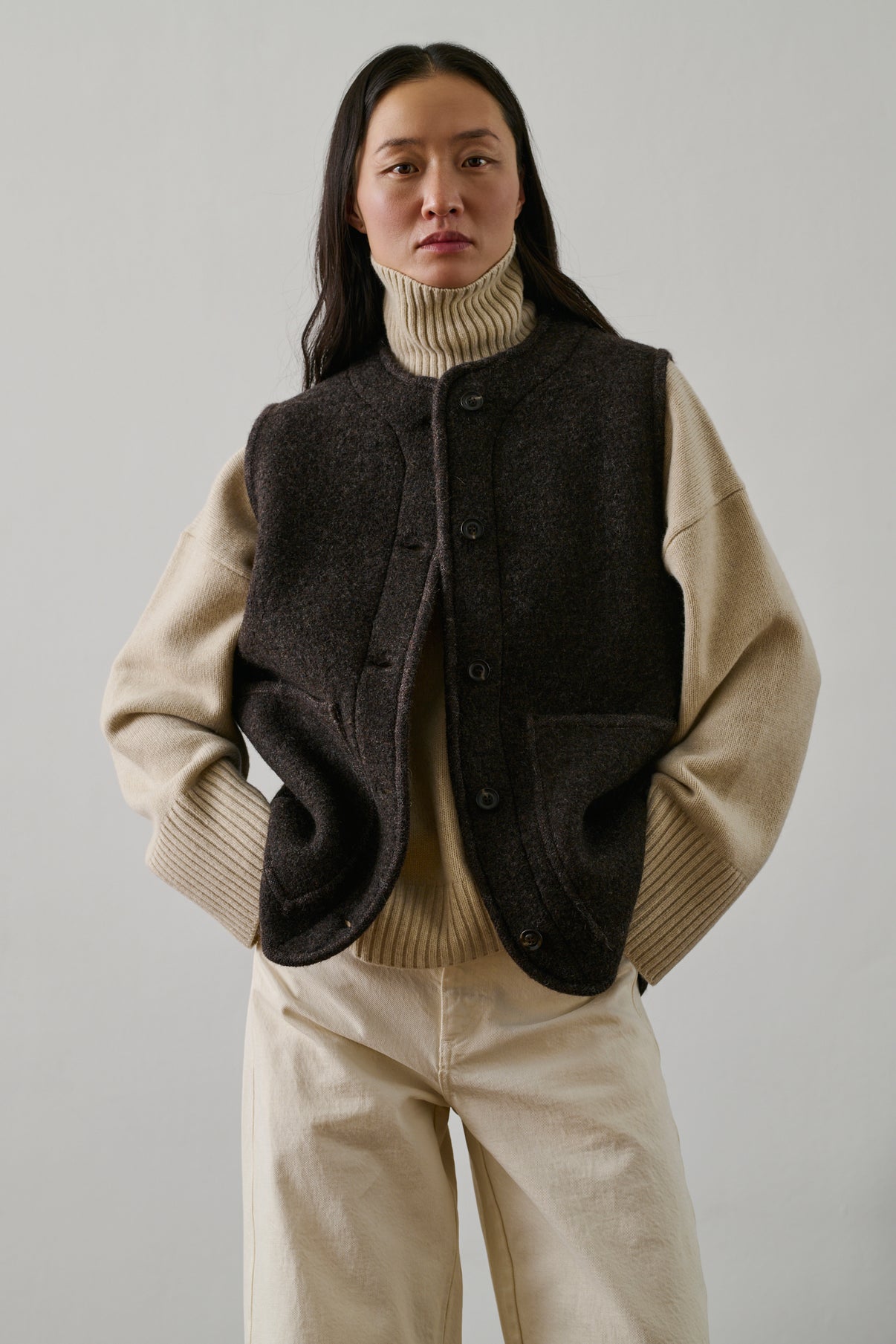 Blouson Chicago - Marron Chiné - Laine - Femme vue 3