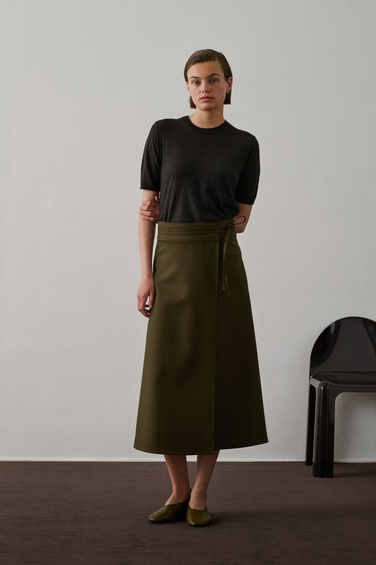 Jupe Reine - Kaki - Laine - Femme vue 1