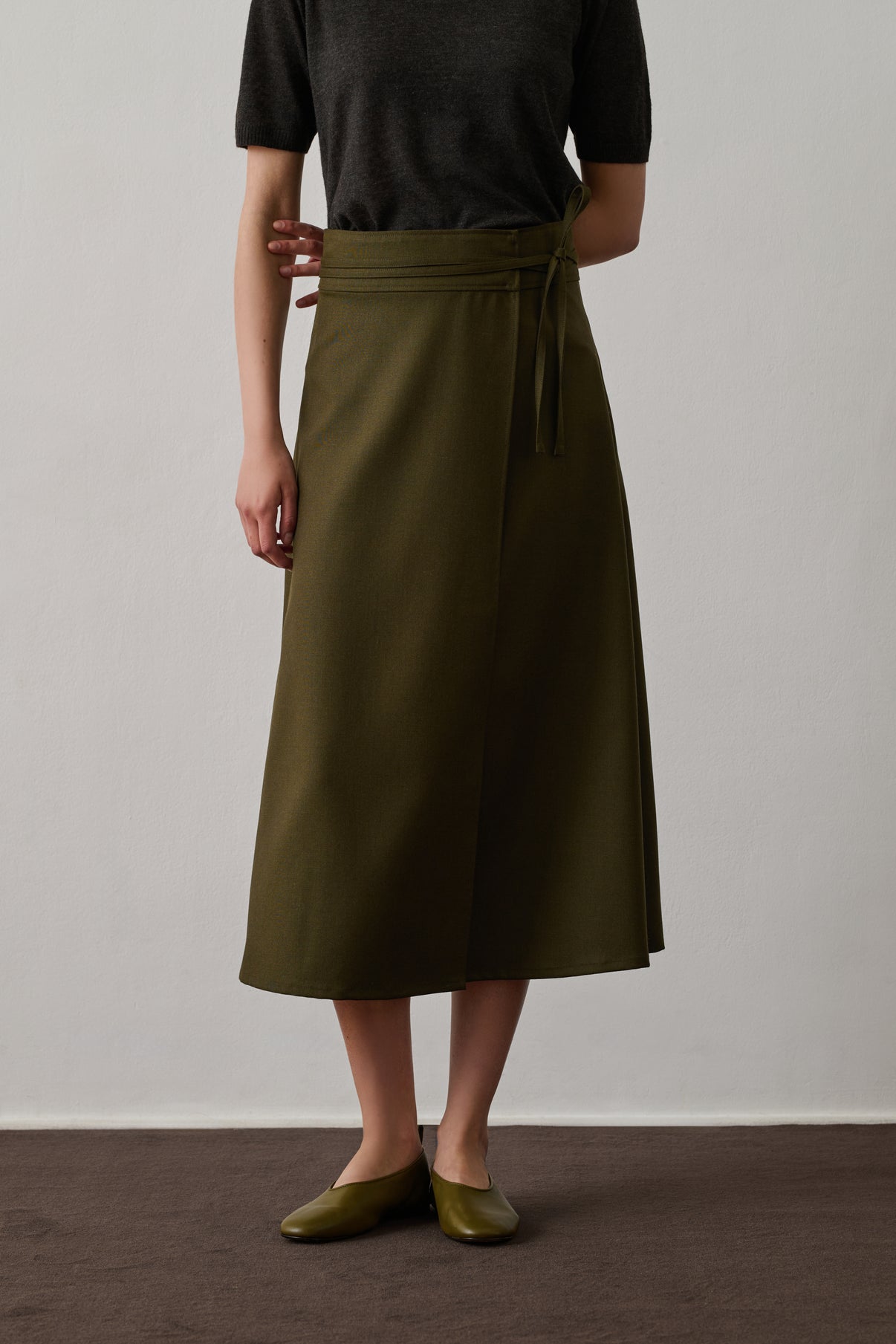 Jupe Reine - Kaki - Laine - Femme vue 3